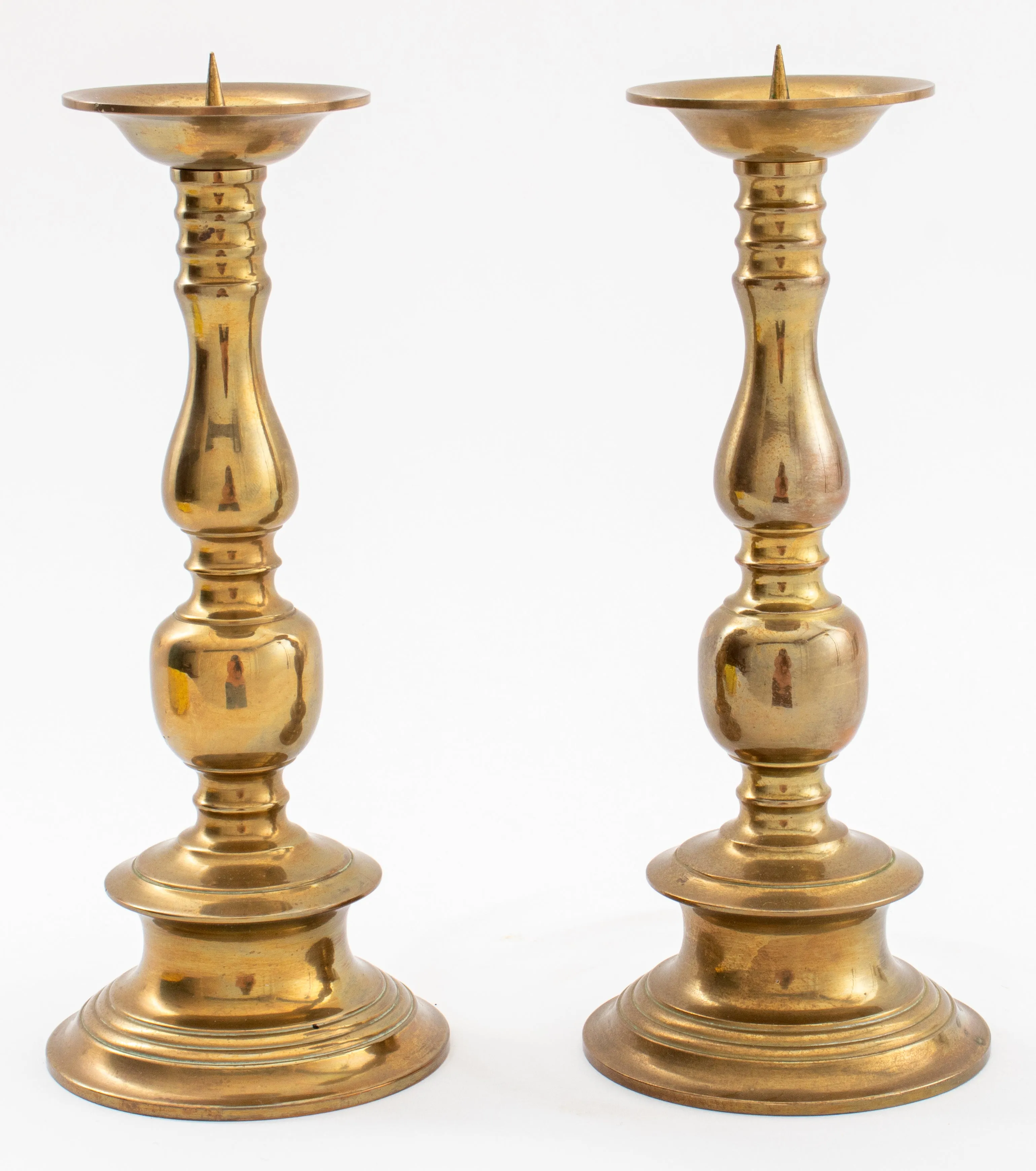 Brass Pricket Candlesticks, Pair