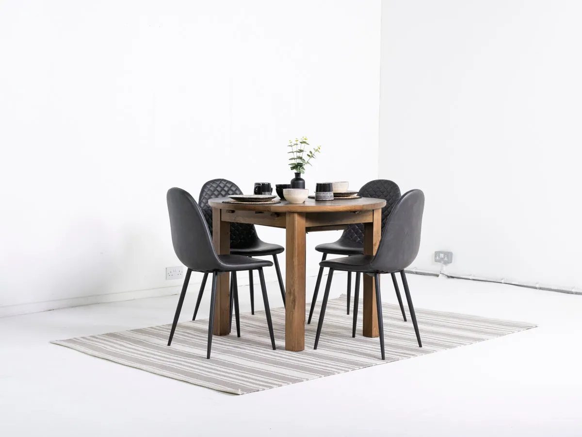 Brooklyn Round Extendable Dining Table & Grey Dallas Dining Chairs