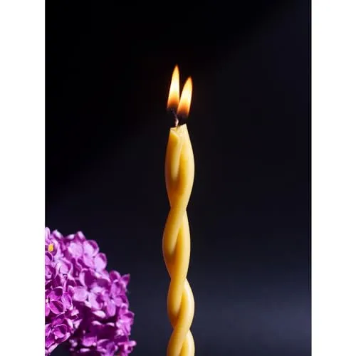 CANDWAX 100 Pack Thin Beeswax Taper Candles - 7 Inch Tall Yellow Candles for Meditation, Church, Easter, Home Use, Christmas, Hanukkah & More - Pure Beeswax Candles Bulk