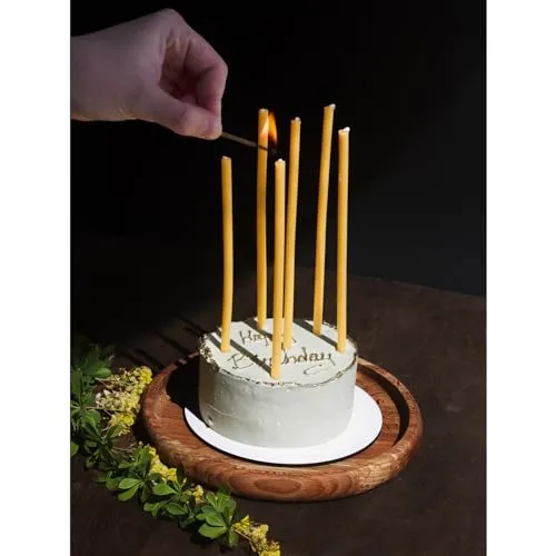 CANDWAX 100 Pack Thin Beeswax Taper Candles - 7 Inch Tall Yellow Candles for Meditation, Church, Easter, Home Use, Christmas, Hanukkah & More - Pure Beeswax Candles Bulk