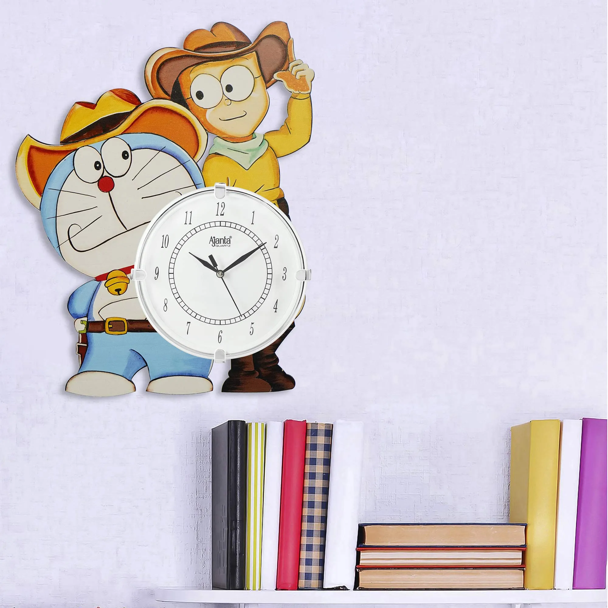 CIRCADIAN Ajanta Wooden Analog Wall Clock Design for Home Hall Living Room Decor Office Kids Bedroom Stylish Ethnic Antique Decorative White Colour Doremoon 36 * 36 cm (Pack of 1)