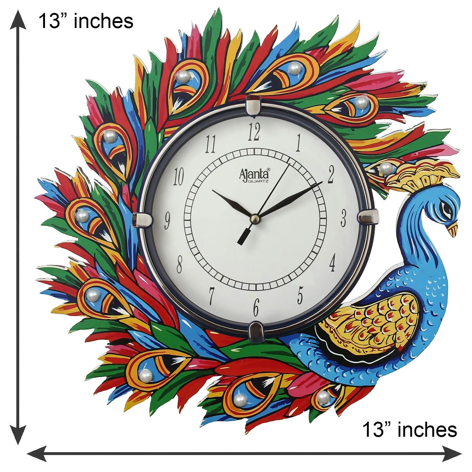 CIRCADIAN Ajanta Wooden Handpainted Desginer Wall Clock for Home Living Room Office Bedroom|Multicolour