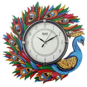 CIRCADIAN Ajanta Wooden Handpainted Desginer Wall Clock for Home Living Room Office Bedroom|Multicolour