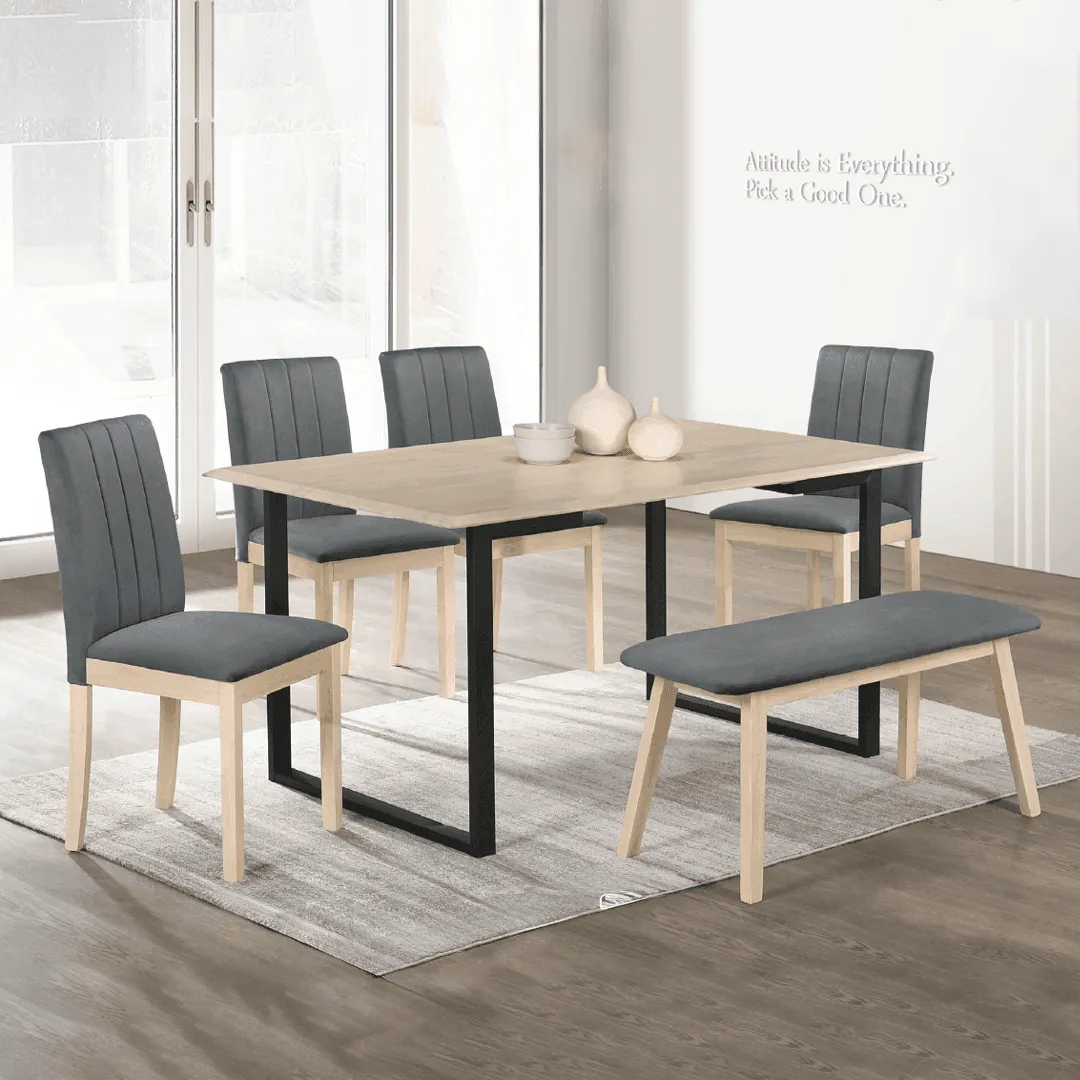 Ciro Wooden Dining Set with Dining Bench