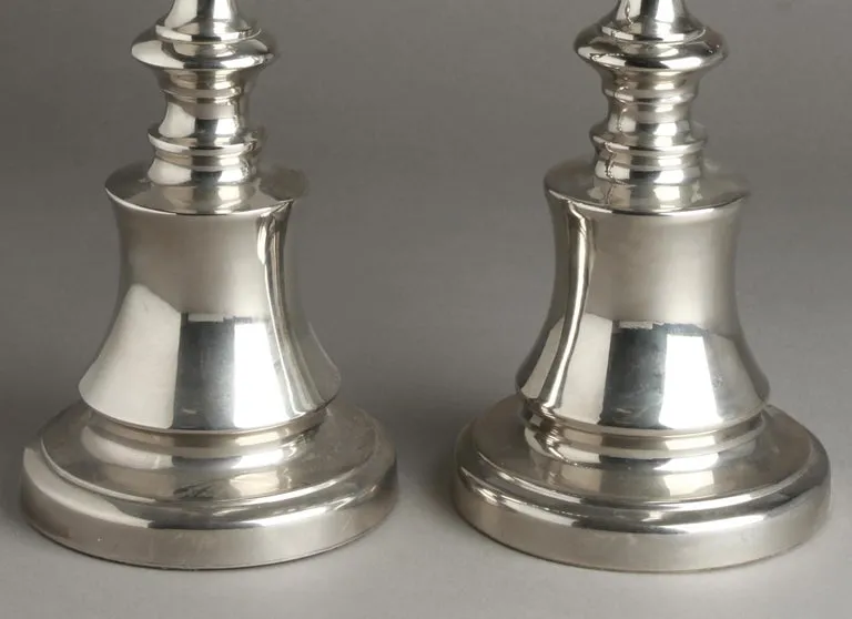 Classical Style Silver Tone Candlesticks