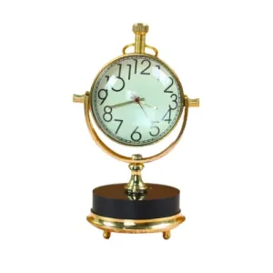 CRAPLE Antique Style Brass Desk Analog Clock Mechanical Ball Vinatge Style Table Desk Decorative (4.7 Inch) - Style for Home & Office, Study, Living Room Decor