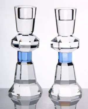 Crystal Candlestick with Blue Accent