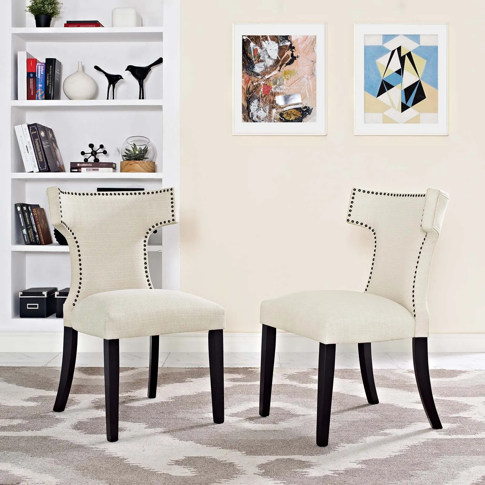 Curve Dining Side Chair Fabric Set of 2