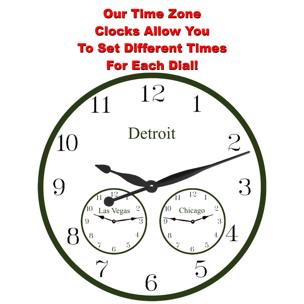 Custom Black Time Zone Clock- Multi Time Zone Display