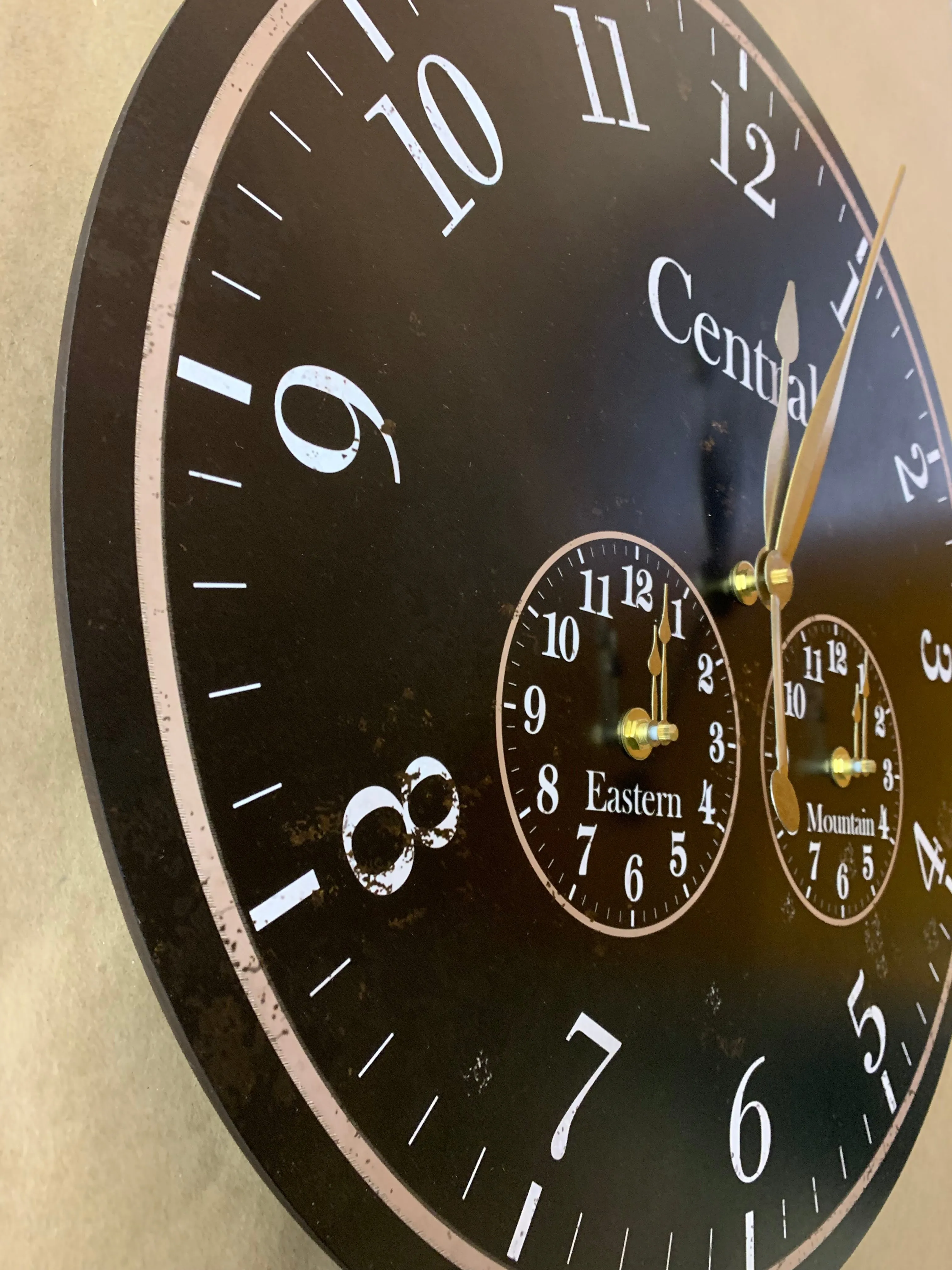 Custom Black Time Zone Clock- Multi Time Zone Display