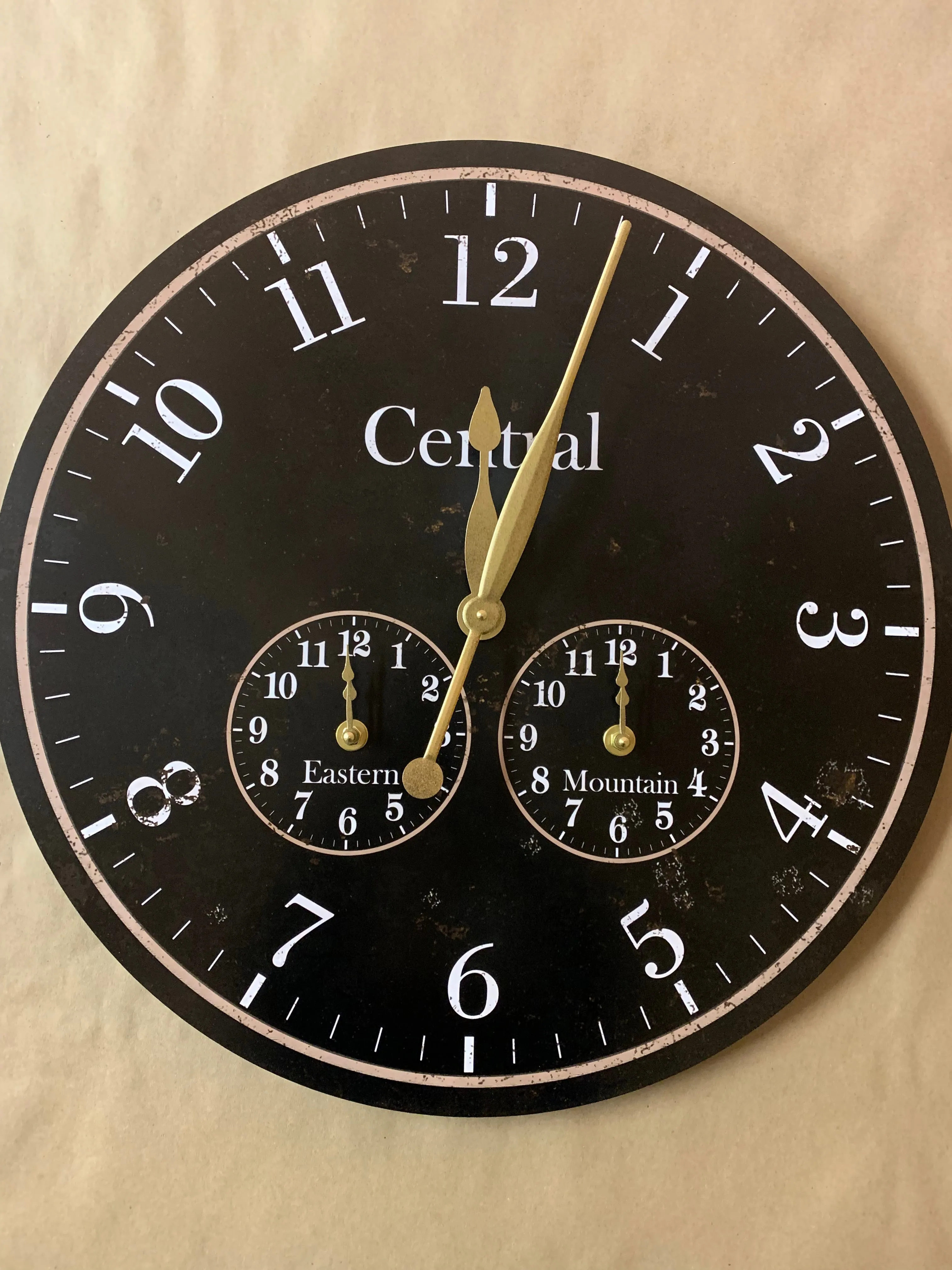 Custom Black Time Zone Clock- Multi Time Zone Display