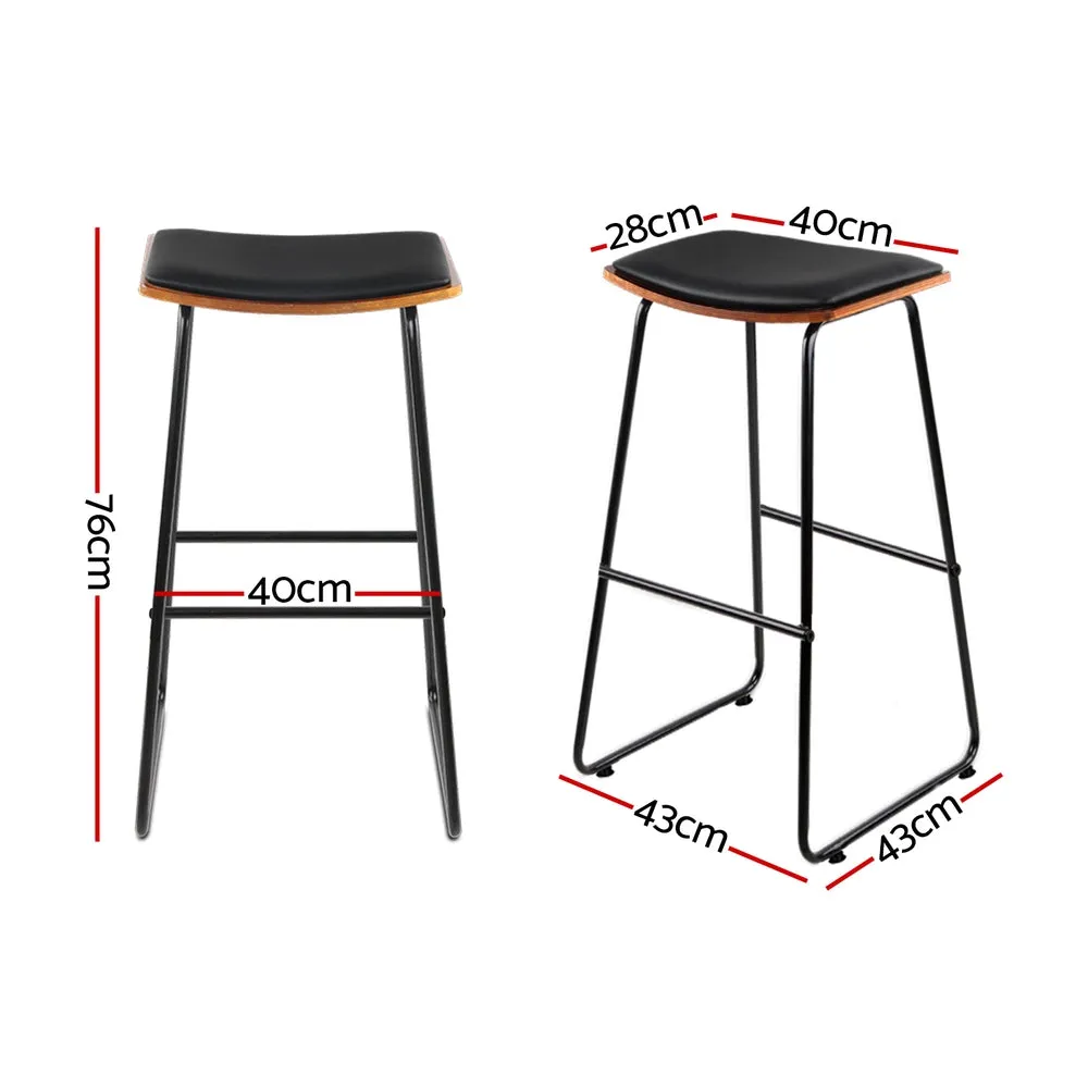 Deluxe PU Leather Bar Stools, Metal Frame x2 - Artiss