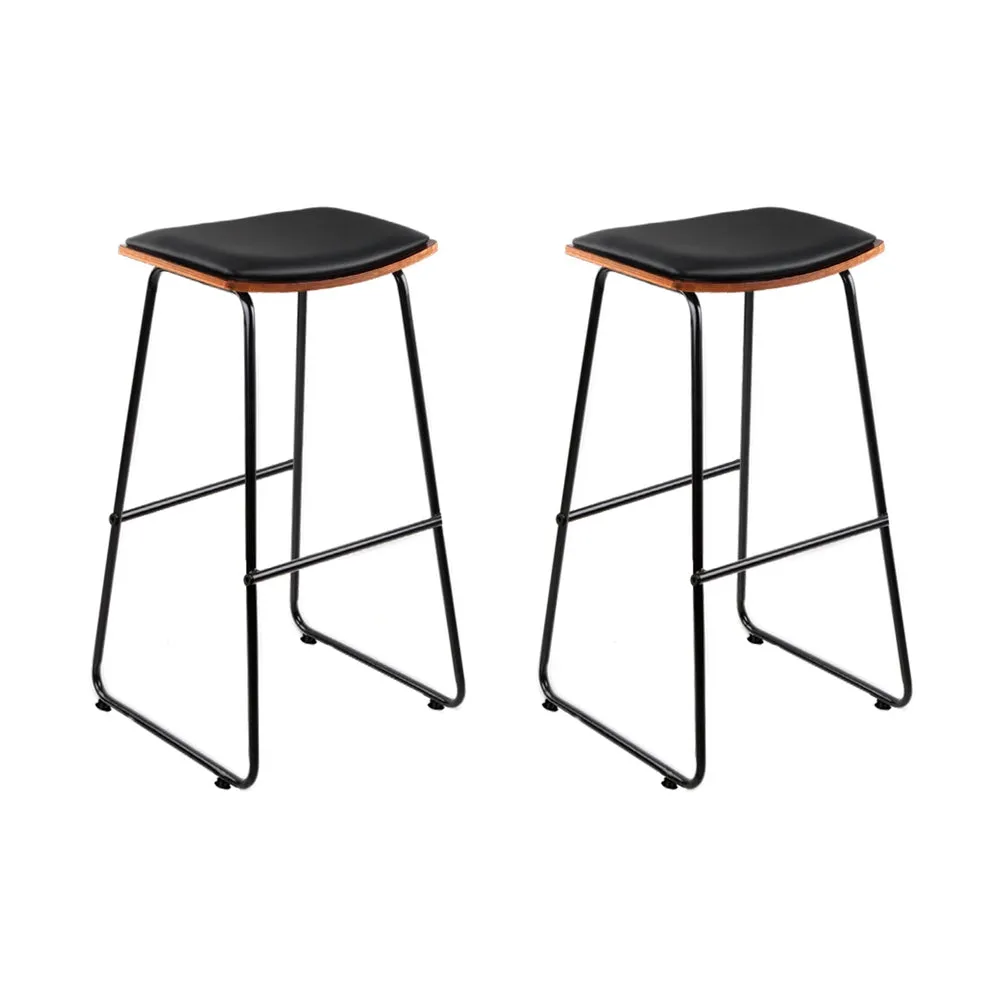 Deluxe PU Leather Bar Stools, Metal Frame x2 - Artiss