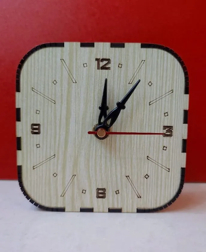 Desk Clock with Vintage Style Wooden Casing, Small, Beige