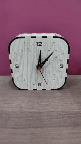 Desk Clock with Vintage Style Wooden Casing, Small, Beige