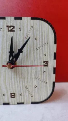 Desk Clock with Vintage Style Wooden Casing, Small, Beige