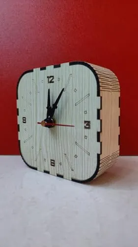 Desk Clock with Vintage Style Wooden Casing, Small, Beige