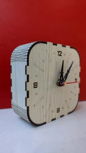 Desk Clock with Vintage Style Wooden Casing, Small, Beige