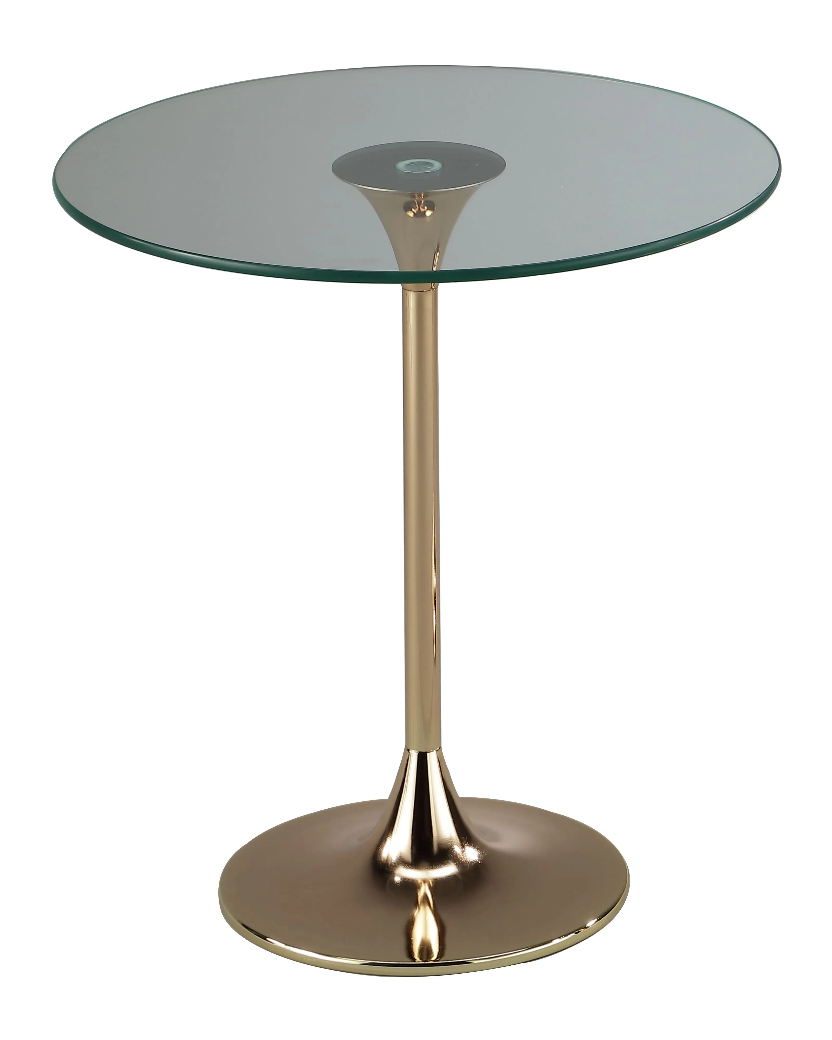 Eleni Side/End Table-Clear Glass Top, Gold Finish Metal Base