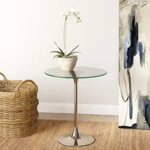 Eleni Side/End Table-Clear Glass Top, Gold Finish Metal Base