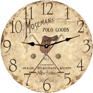 Equestrian Clock- Moseman's Polo Goods Clock- New York Saddle Clock