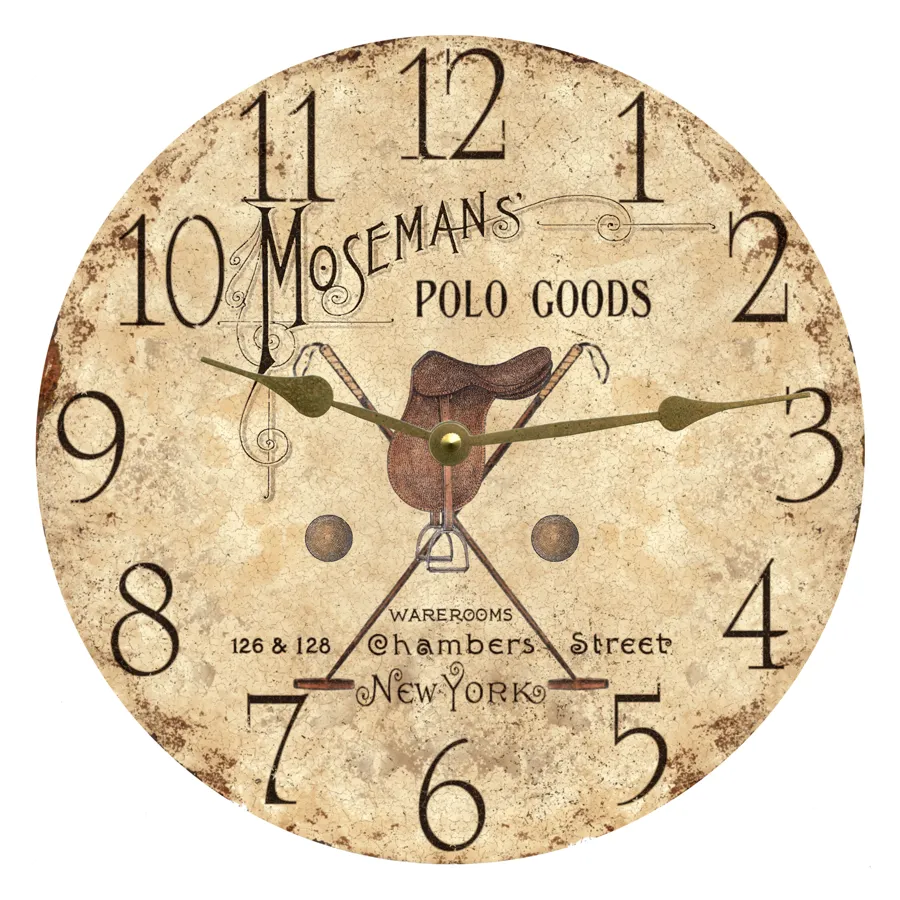 Equestrian Clock- Moseman's Polo Goods Clock- New York Saddle Clock