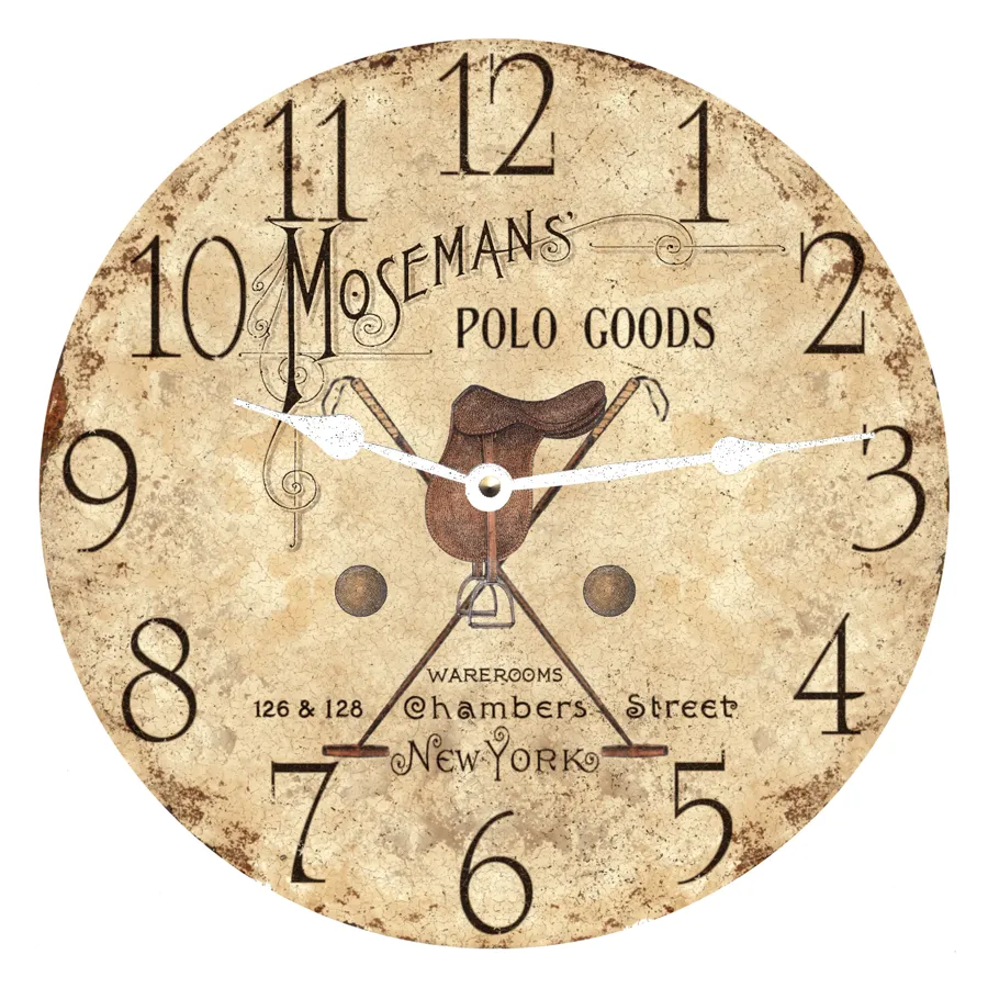 Equestrian Clock- Moseman's Polo Goods Clock- New York Saddle Clock