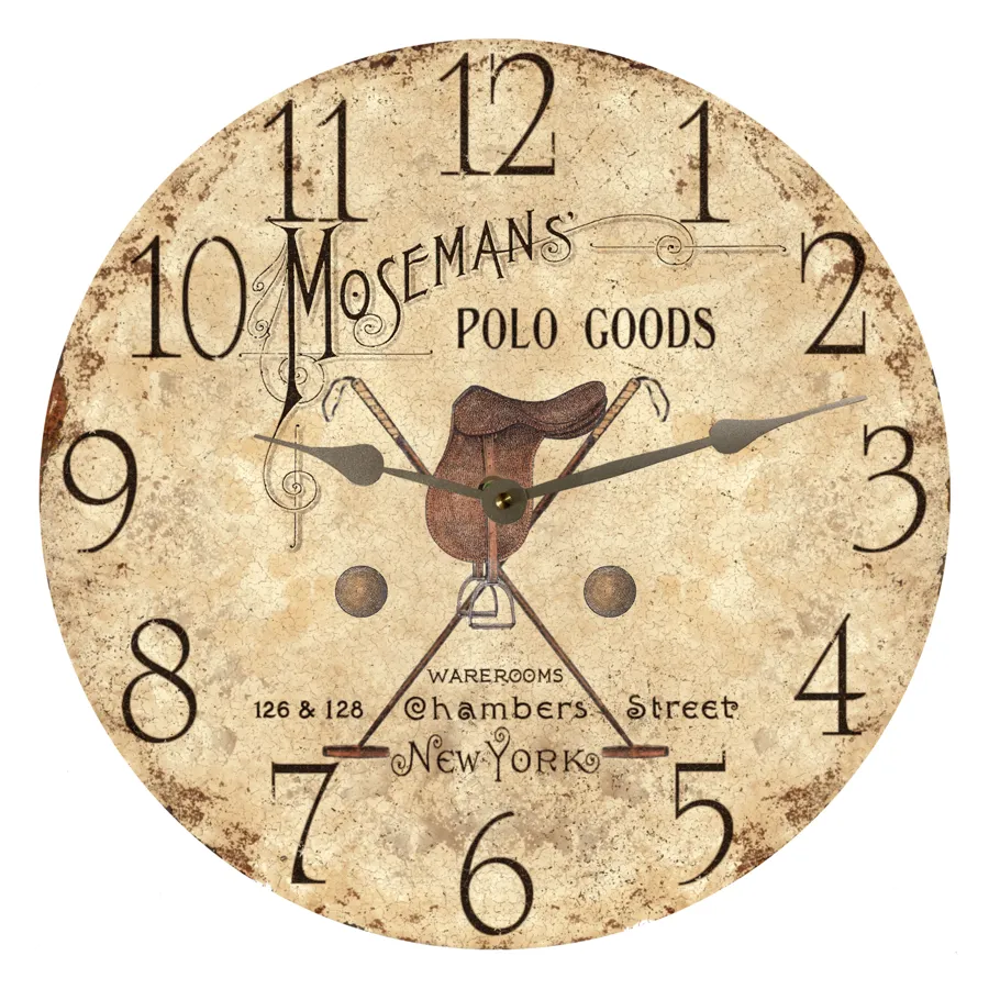 Equestrian Clock- Moseman's Polo Goods Clock- New York Saddle Clock