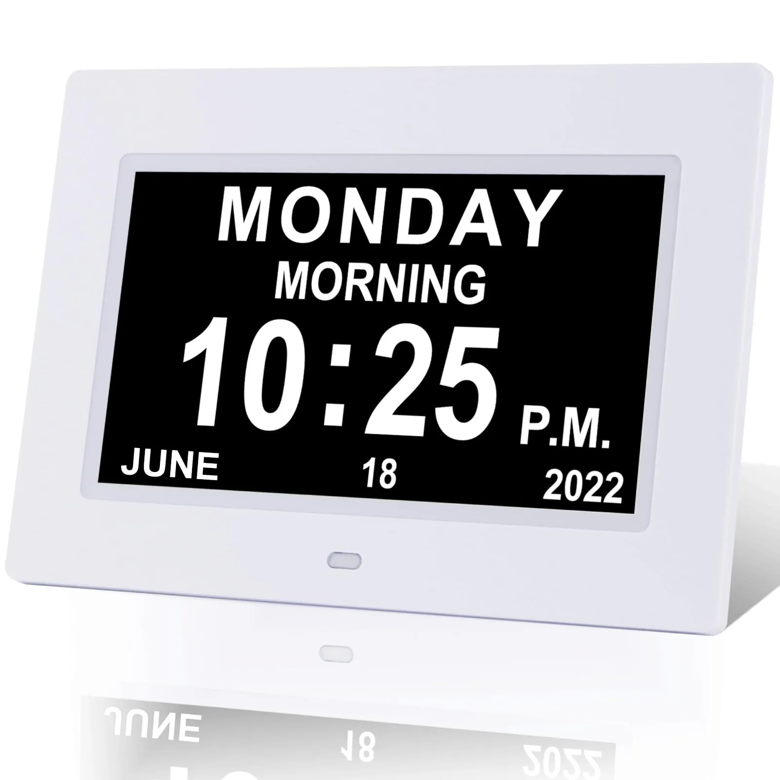 Extra Large Day Date Time Dementia Clocks Digital Day Calendar Clock for Senior Elderly Memory Loss Vision Impaired Alzheimer's with12 Alarm Reminders Auto-Dimming AM/PM 12/24H (7 Inch White)