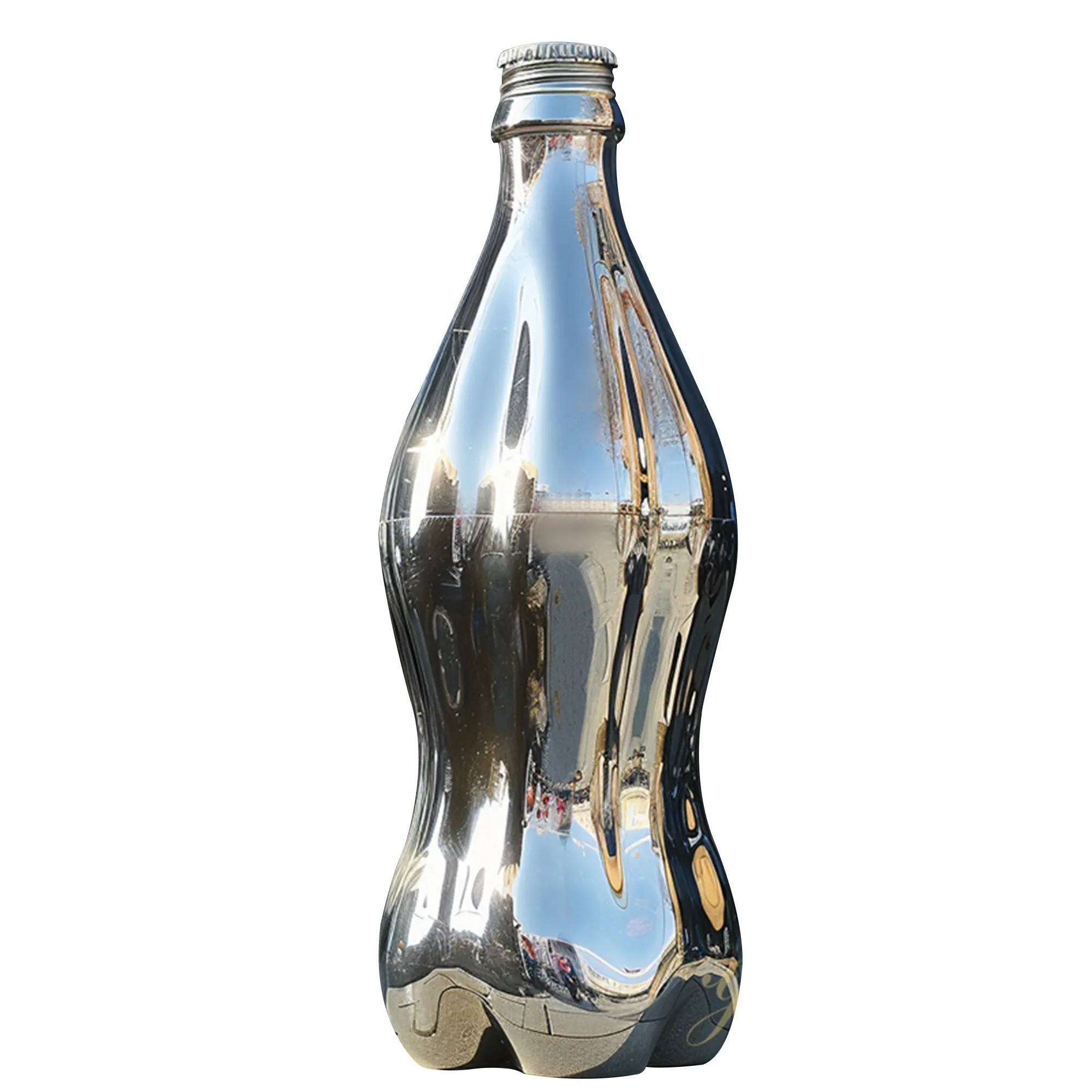 FINEST Mirror Polished Stainless Steel Bottle Sculpture – Modern Iconic Art for Public Spaces and Gardens FS-077