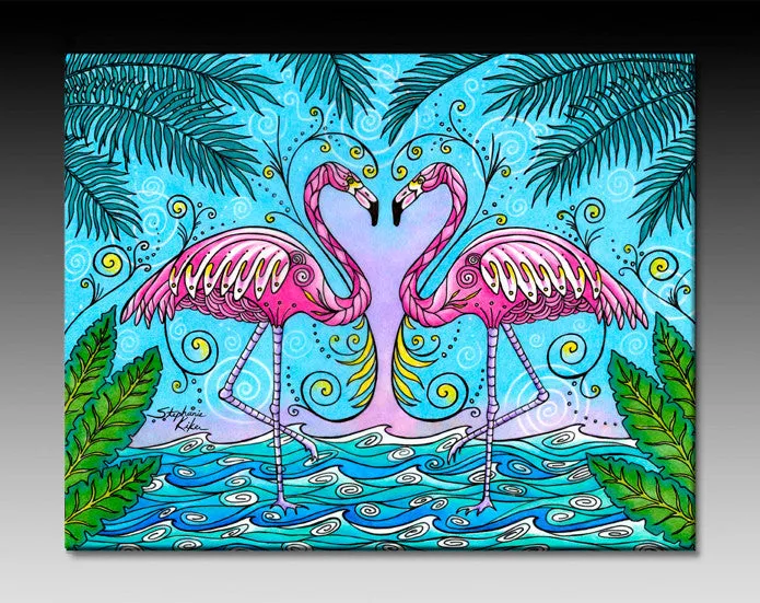 Flamingo Love Ceramic Tile