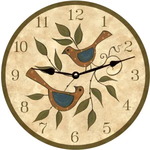 Folk Birds Clock- Birds In A Tree Clock