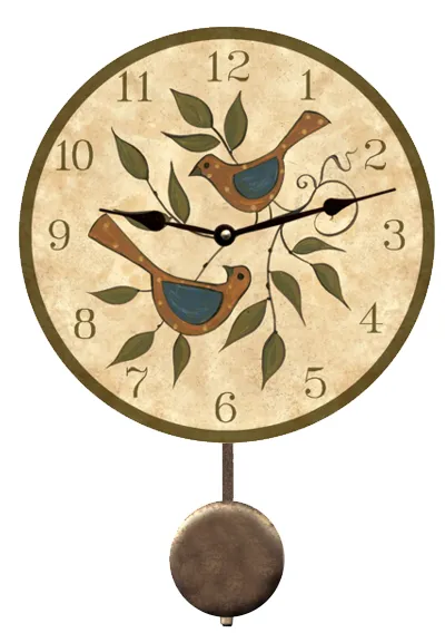 Folk Birds Clock- Birds In A Tree Clock