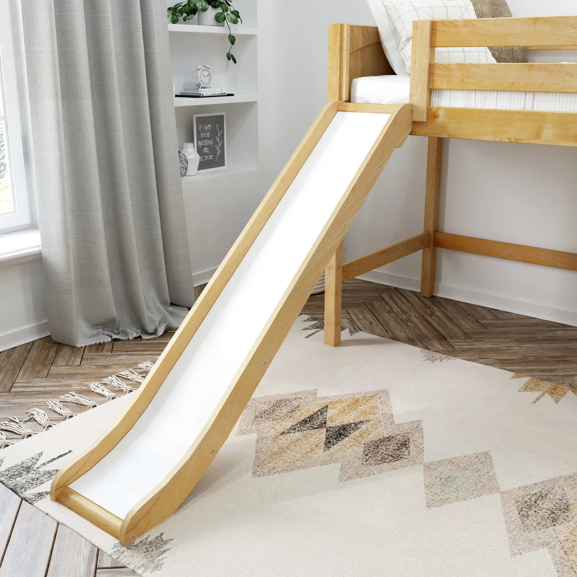 Full Mid Loft Bed with Stairs and Slide