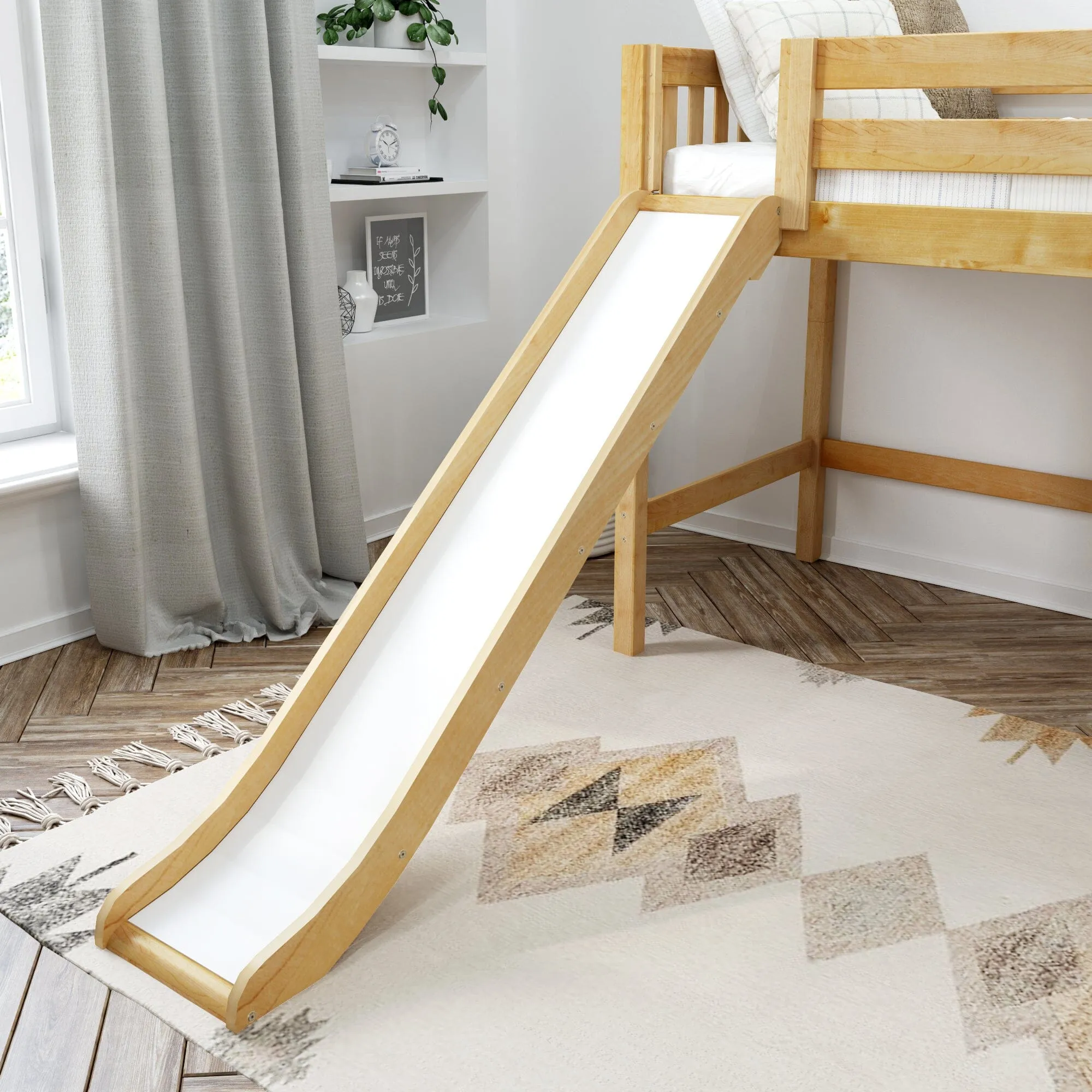 Full Mid Loft Bed with Stairs and Slide