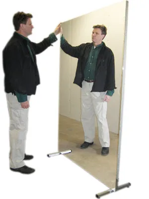 Glassless Mirror, Floor Stand and Corkboard Back Panel, 24" W x 72" H