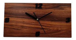 GNEXIN MDF Wooden Attractive Stylish Simple Decorative Square Shaped Wall Clock for Bedroom, Kitchen, Livingroom,Office Analog Wall Clock (30cm X 15cm) (Wood Color)