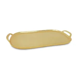 Gold Large Oval Challah Tray with Handles