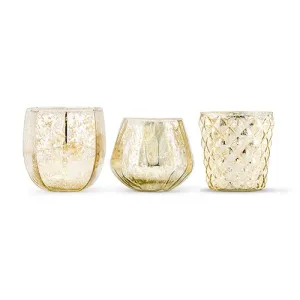 GOLD MERCURY GLASS VOTIVE HOLDER OR BUD VASE SET (set of 3)