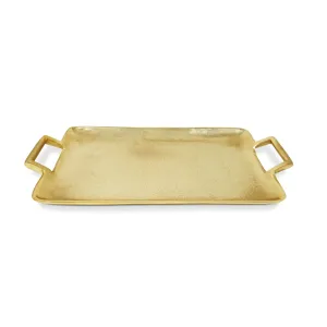 Gold Rectangle Challah Tray with Handles