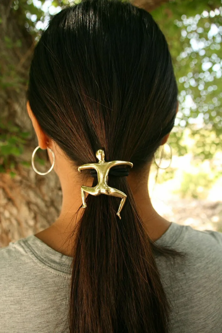 Hair Hook Hang Man - Gold, Ponytail Holder