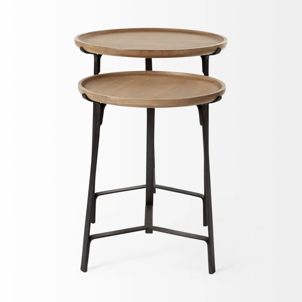 Helios End Side Table Brown Wood | Black Iron