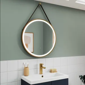 Hudson Reed 600mm Round Illuminated Mirror in Brushed Brass