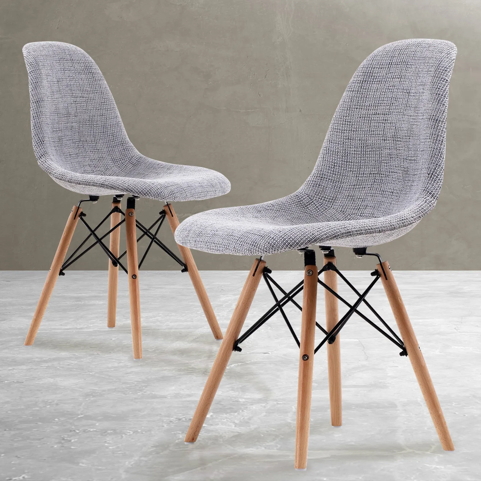 Industrial Retro Fabric Dining Chairs Set - Grey | La Bella