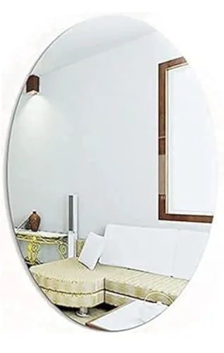 INKIES Oval Shape Mirror Sticker for Wall on Tiles Bathroom Bedroom Living Room Basin Mirror Bathroom Wall Mirror Stickers Unbreakable Plastic Wall Mirror 20 * 30 (1)