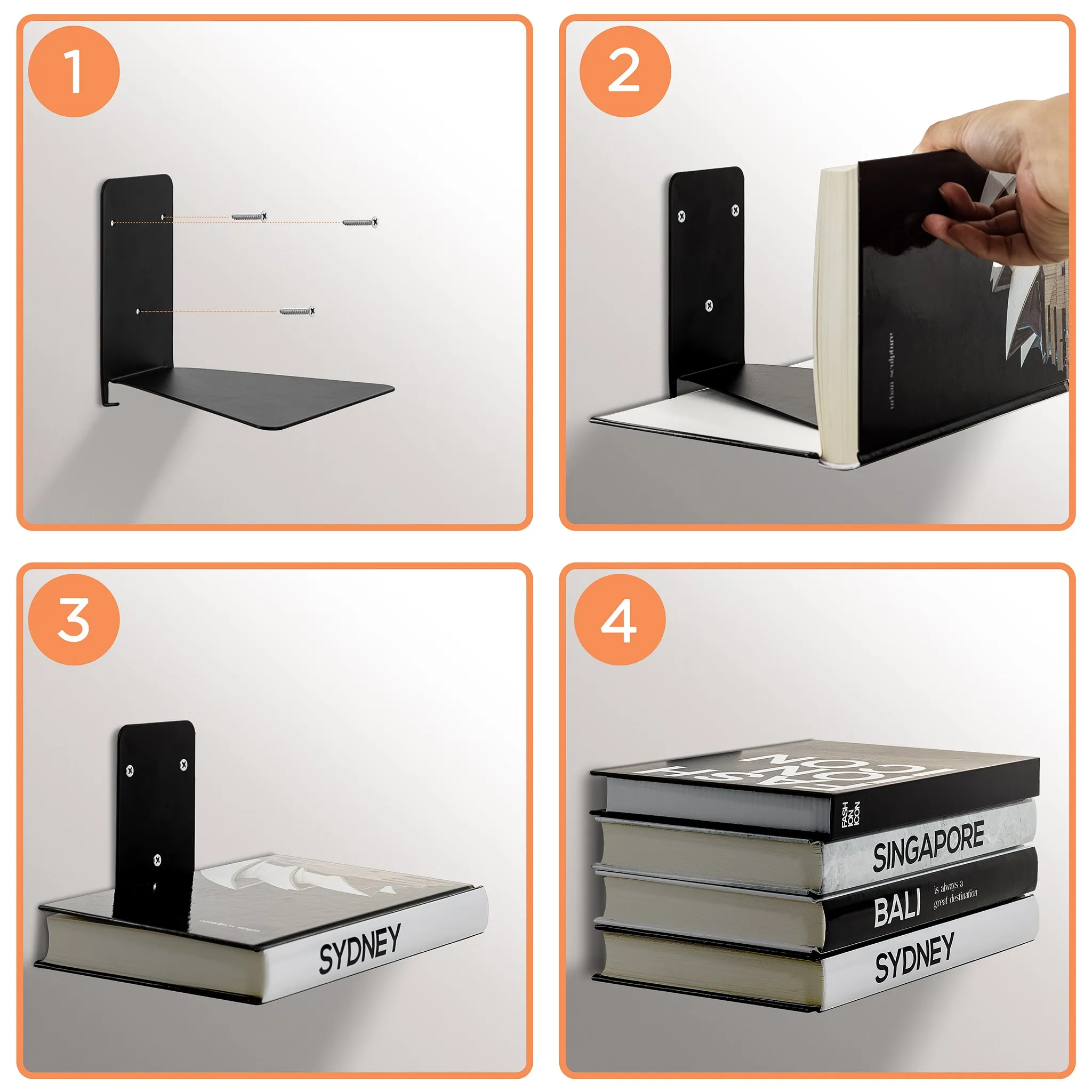 Invisible Floating Bookshelves