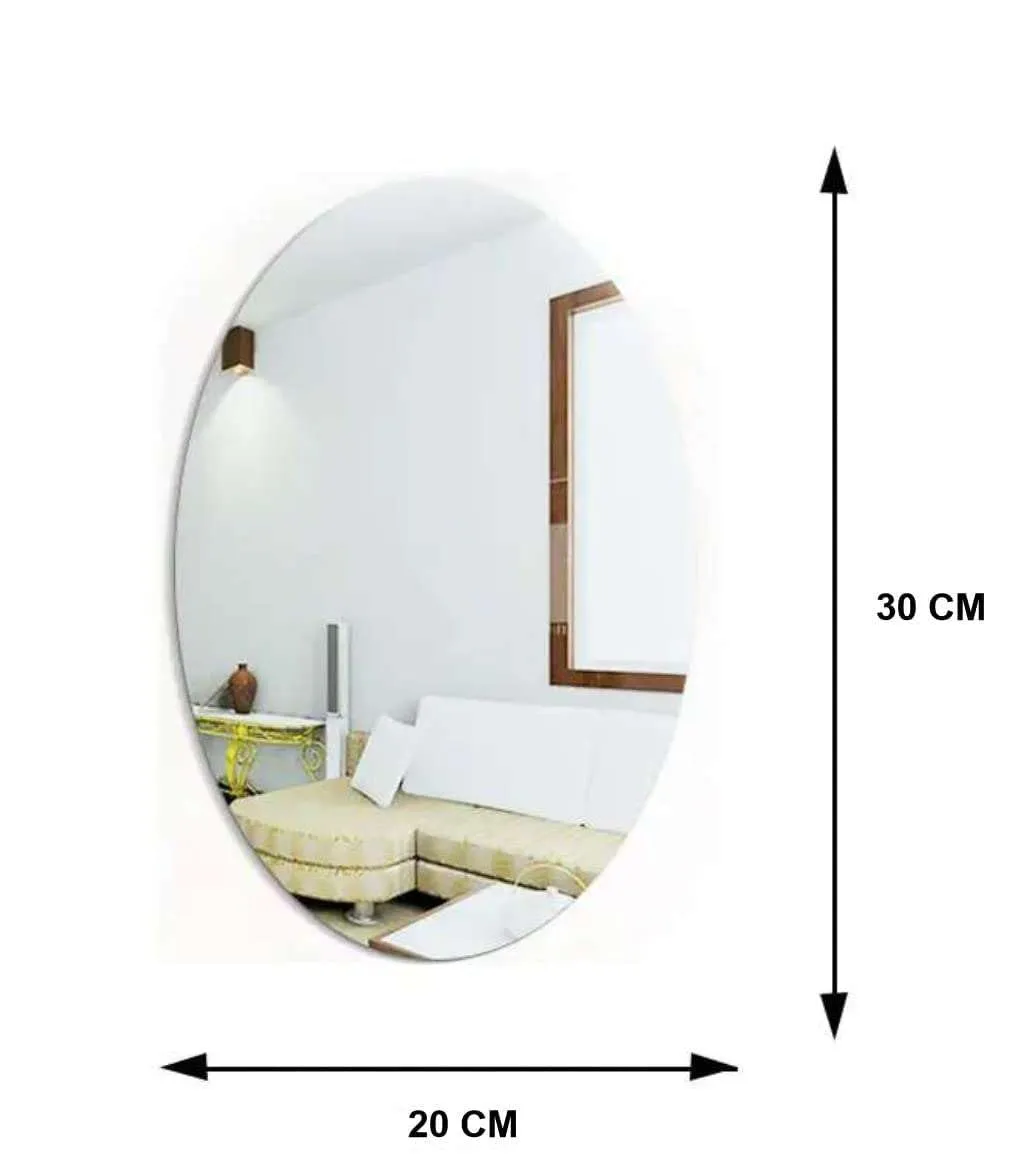 IRQA Oval Shape Adhesive Mirror Sticker for Wall on Tiles Bathroom Bedroom Living Room Basin Mirror Bathroom Wall Mirror Stickers Unbreakable Plastic Vanity Mirror, Makeup Mirror (Style_57