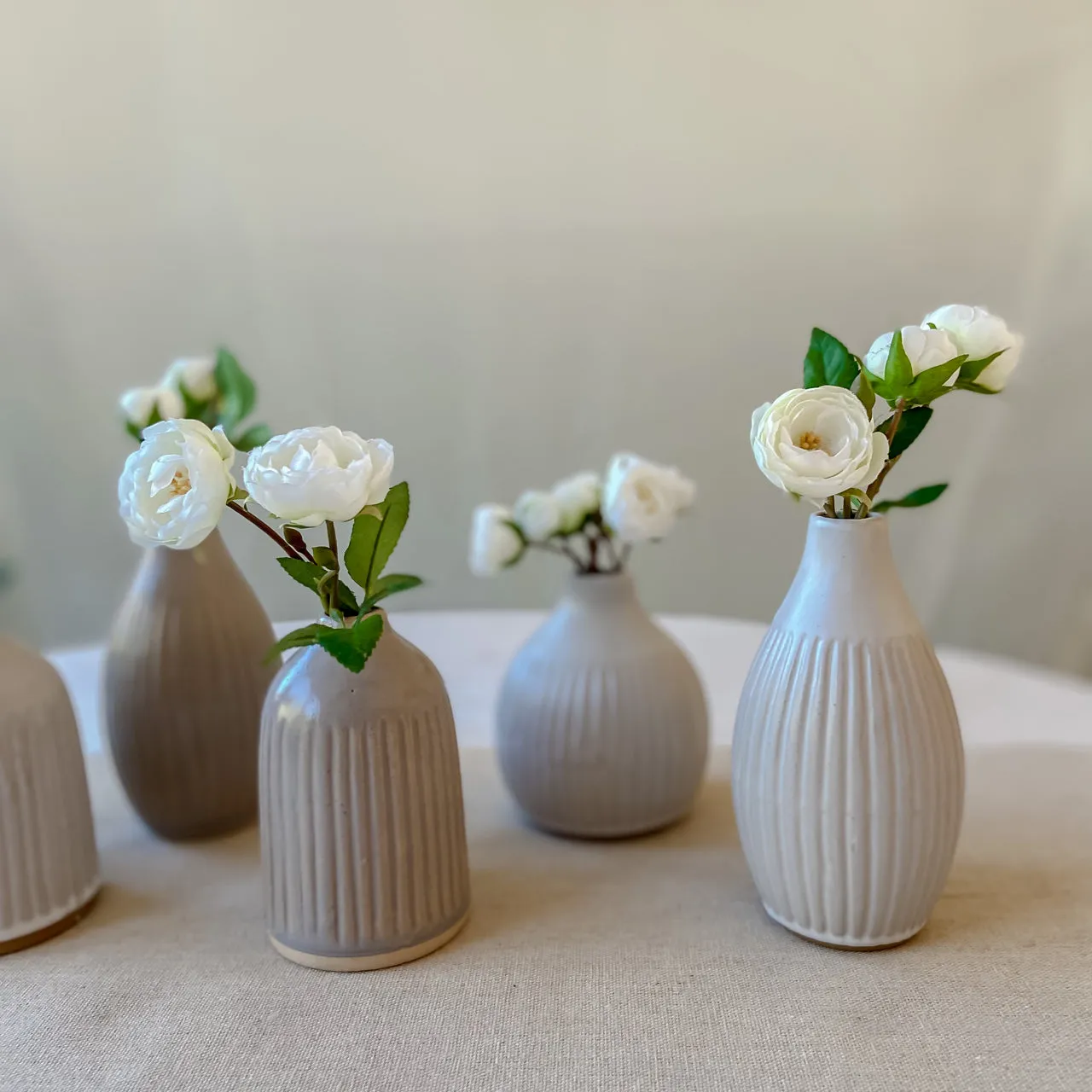 Ivory Ceramic Bud Vases - Set of 3 Wedding Vases