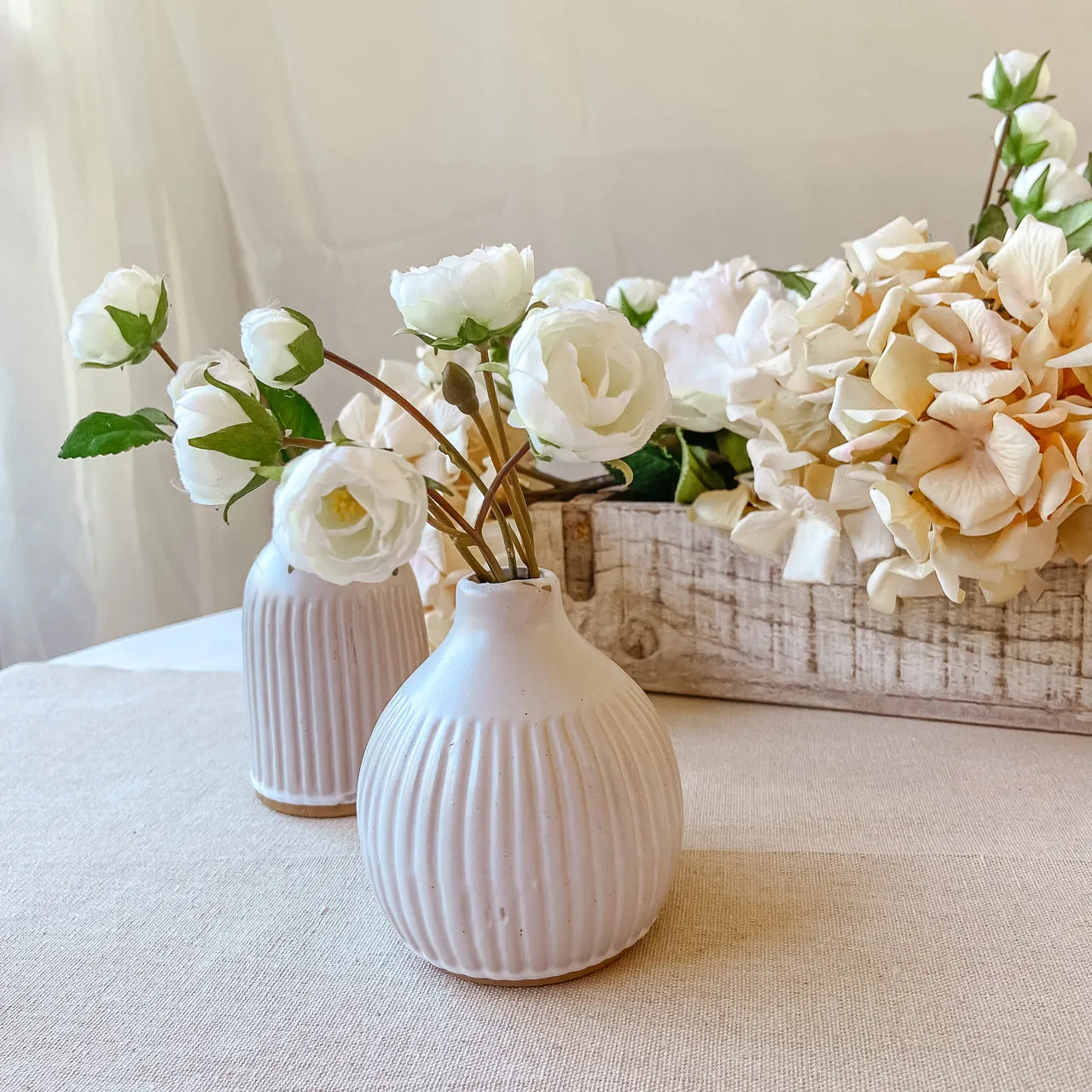 Ivory Ceramic Bud Vases - Set of 3 Wedding Vases