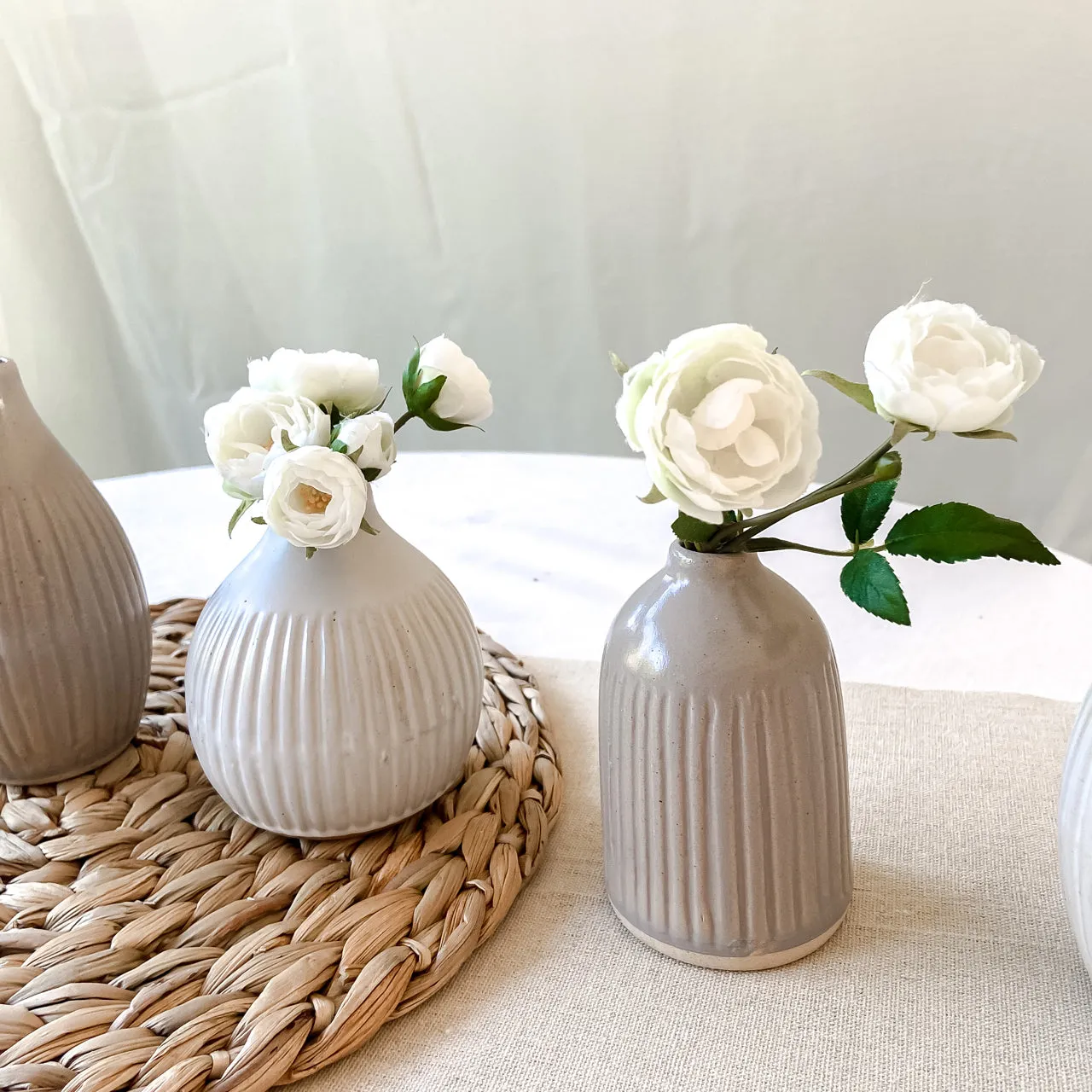 Ivory Ceramic Bud Vases - Set of 3 Wedding Vases